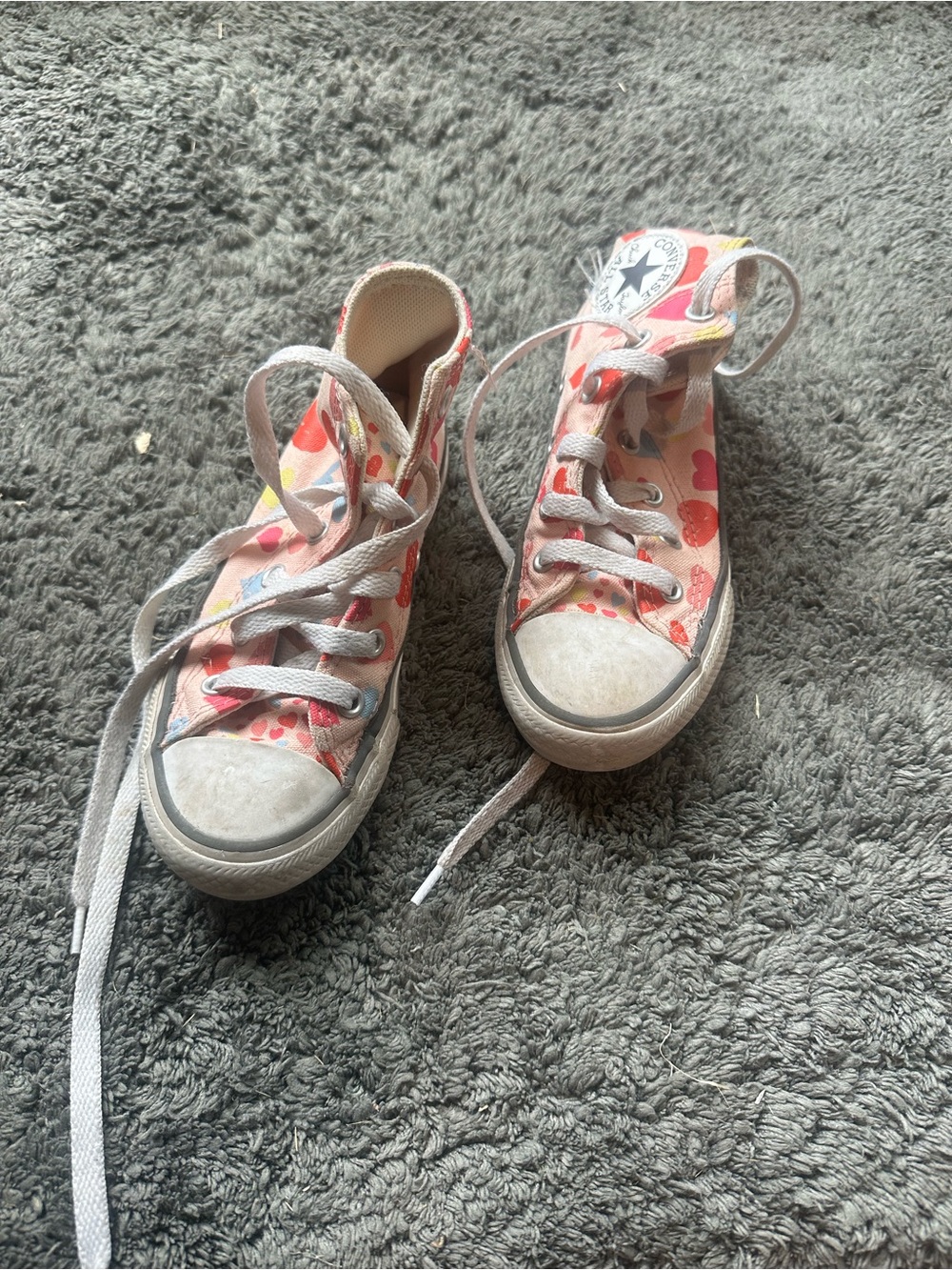 Converse Kids Pink and Red Heart High-Tops